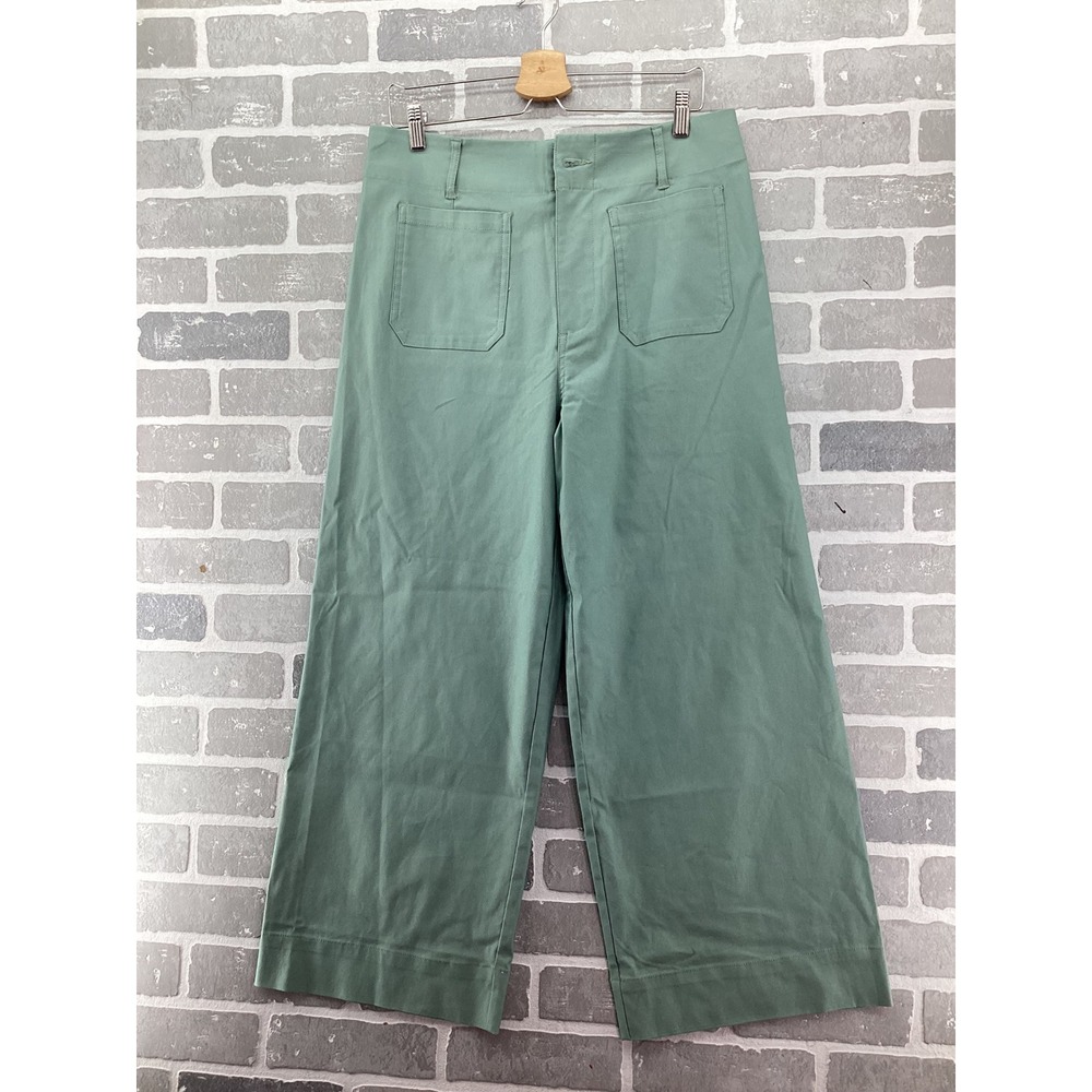 Miduo Women Sage Green Wide Leg Cropped Trousers High Rise Size 32 Utility Pants